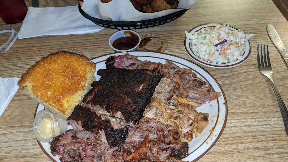 BBQ Ribs Potato Salad Cornbread Brussels Sprouts